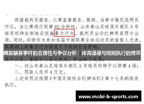 魏震禁赛事件的合理性与争议分析：体育道德与规则执行的博弈